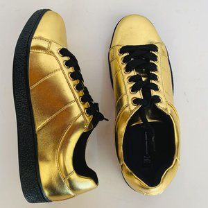 INC International Concepts Men's Orion Metallic Low-Top Sneakers Gold